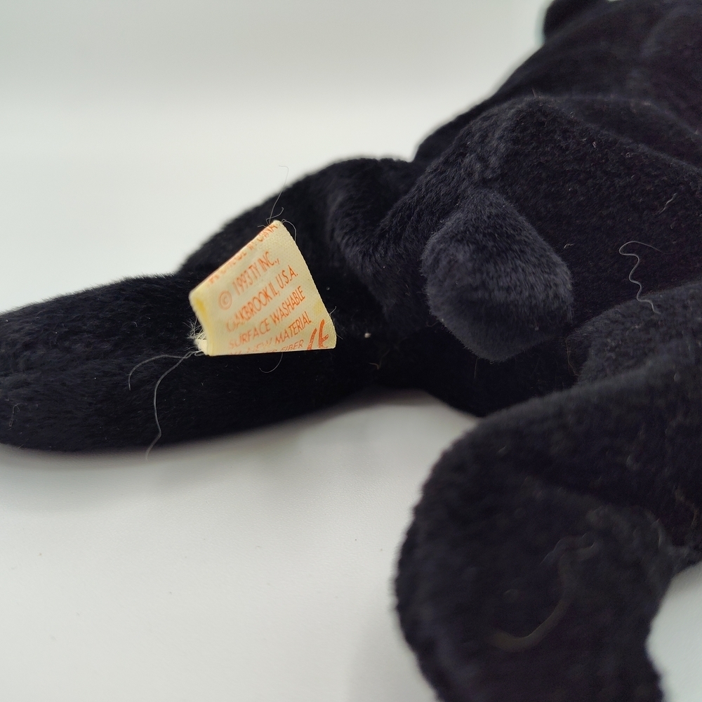 RETIRED RARE!! Ty "Blackie" Beanie Baby Black Bear Plush Toy. Original Hangtag - Picture 4 of 5
